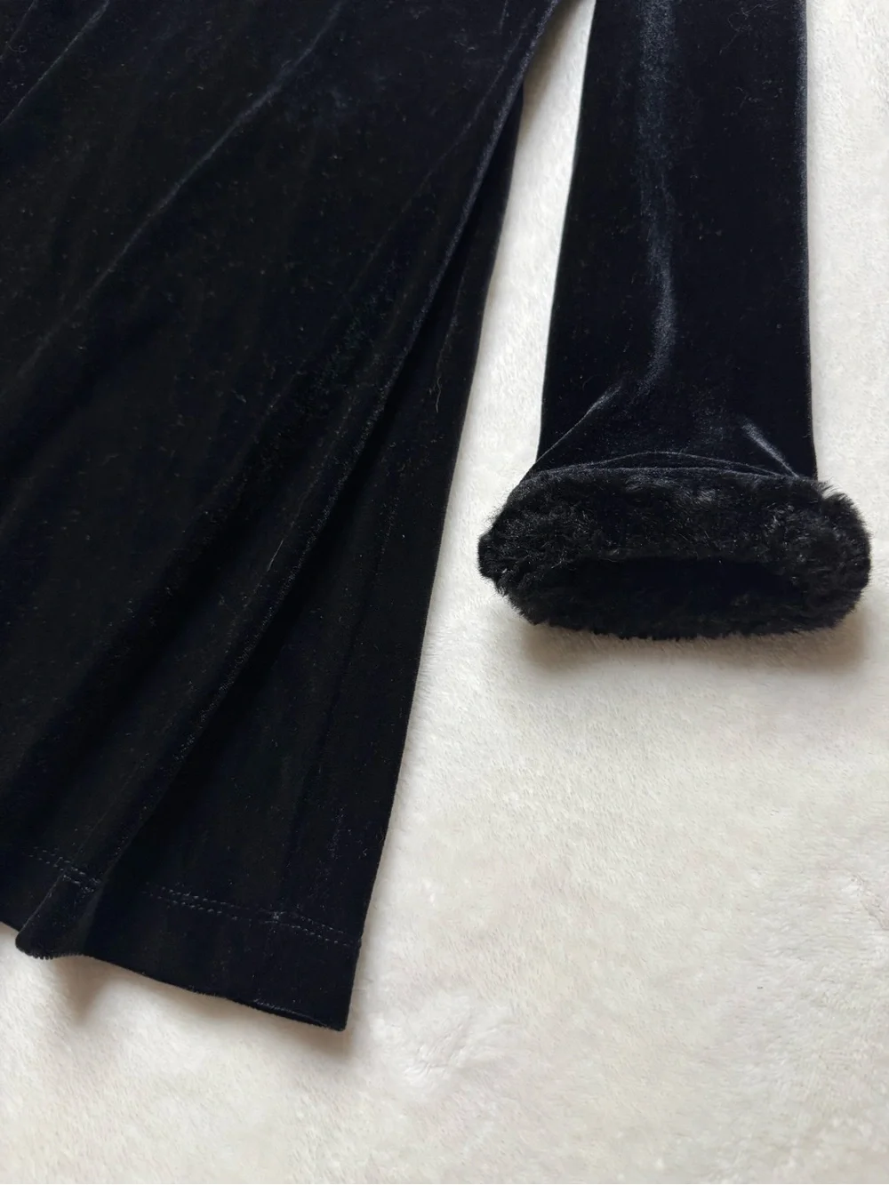 The Children's Place Formal Black Velvet Dress with Faux Fur Trim Holiday Sz 6